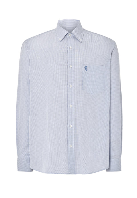 Camisa Hombre Manga Larga Popelín Cuadros con Bolsillo Easy Iron Extrasuave - Azul 0305_39 - 17832601 - https://www.elbuhonocturno.com/