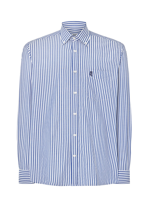 Camisa Hombre Manga Larga Popelín Rayas con Bolsillo Easy Iron Extrasuave - Azul 0306_39 - 53732145 - https://www.elbuhonocturno.com/