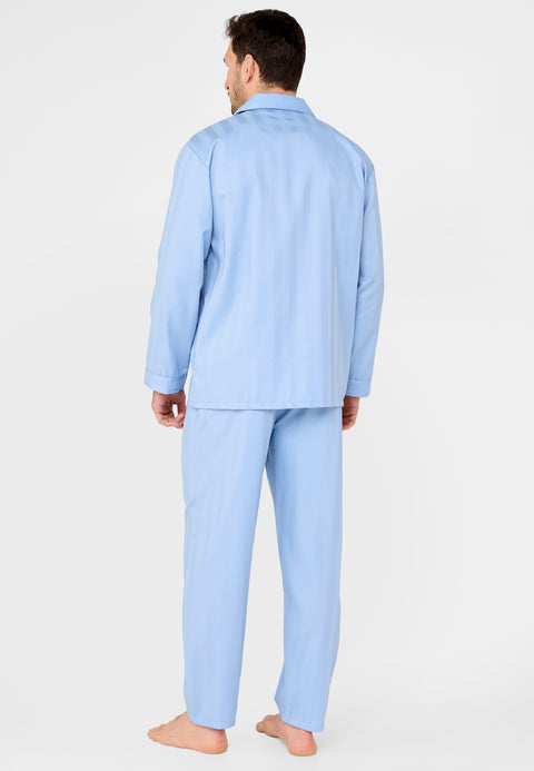 Pijama Hombre Largo Solapa Satén Liso - Azul 1508_30 - 78302379 - https://www.elbuhonocturno.com/