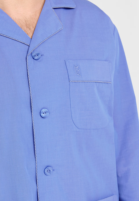 Pijama Hombre Largo Solapa Popelín Fil À Fil - Azul 1515_36 - 88372287 - https://www.elbuhonocturno.com/