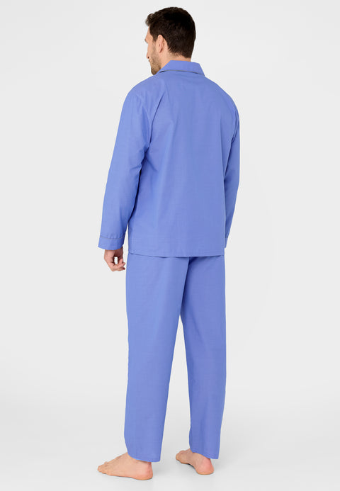 Pijama Hombre Largo Solapa Popelín Fil À Fil - Azul 1515_36 - 76780668 - https://www.elbuhonocturno.com/