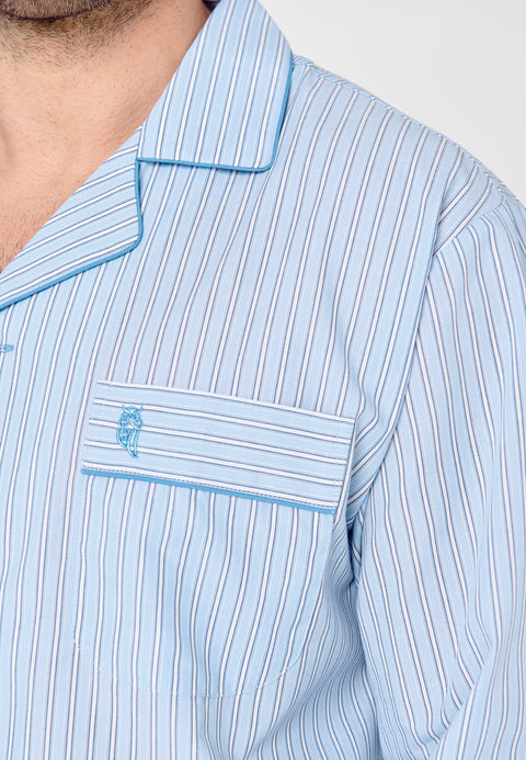 Pijama Hombre Largo Tela Azul 1533 | El Búho Nocturno - 35336810 - https://www.elbuhonocturno.com/