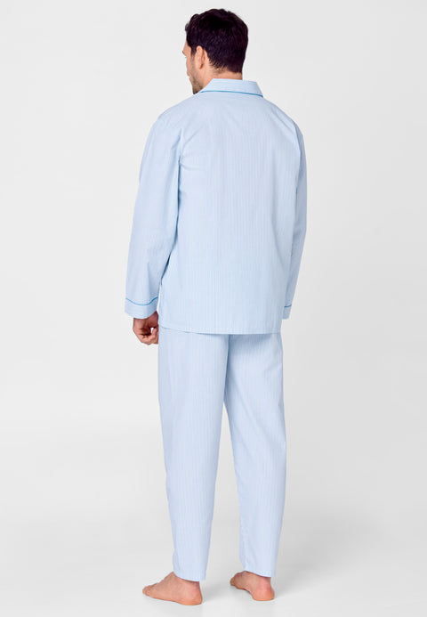 Pijama Hombre Largo Tela Azul 1533 | El Búho Nocturno - 91965405 - https://www.elbuhonocturno.com/