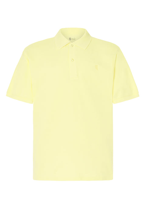 Polo Hombre Manga Corta Verano 100% Algodón Tapeta Pique Liso Amarillo