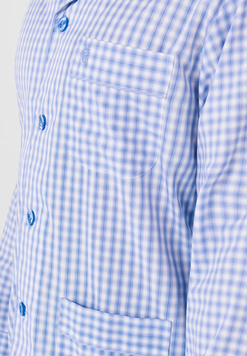 Pijama Hombre Largo Premium Solapa Bambú Cuadros - Azul 2708_36 - 95131912 - https://www.elbuhonocturno.com/