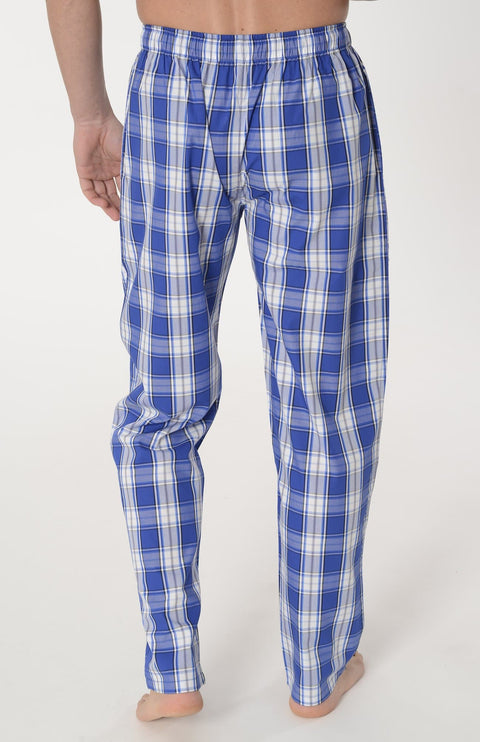 Pantalón Pijama Hombre Largo Algodón Popelín Cuadros - Azul 8911_37 - 58525186 - https://www.elbuhonocturno.com/