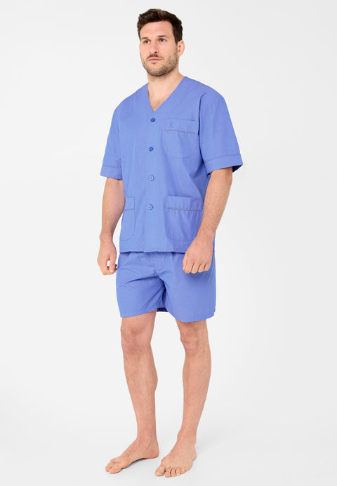 Pijama Hombre Verano Corto Judo Popelín Fil À Fil - Azul 4515_36 - 28027197 - https://www.elbuhonocturno.com/