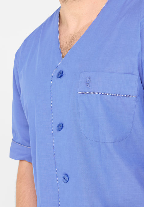 Pijama Hombre Verano Corto Judo Popelín Fil À Fil - Azul 4515_36 - 12291967 - https://www.elbuhonocturno.com/