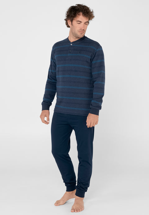 Pijama Hombre Largo Premium Punto Jacquard Hecho En Portugal - El Búho Nocturno