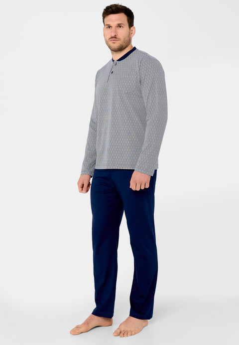 PRODIGY Pijama Hombre Largo Premium Tapeta Algodón Punto Estampado - Azul 531_39 - 94067063 - https://www.elbuhonocturno.com/