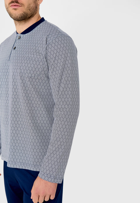 PRODIGY Pijama Hombre Largo Premium Tapeta Algodón Punto Estampado - Azul 531_39 - 39197380 - https://www.elbuhonocturno.com/