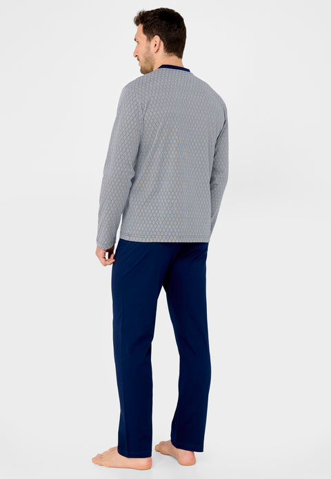 PRODIGY Pijama Hombre Largo Premium Tapeta Algodón Punto Estampado - Azul 531_39 - 11908546 - https://www.elbuhonocturno.com/