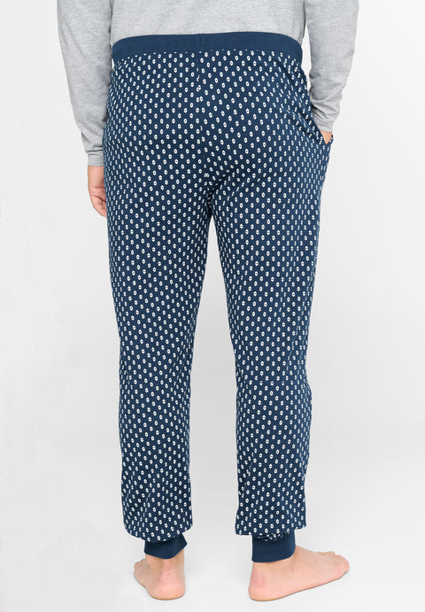 Pantalón Pijama Hombre Largo Algodón Punto Cuadros - Azul 8509_36 - 12023882 - https://www.elbuhonocturno.com/
