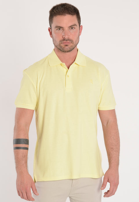 Polo Hombre Manga Corta Verano 100% Algodón Tapeta Pique Liso Amarillo