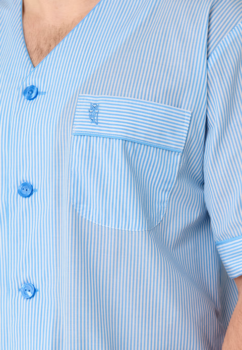 Pijama Hombre Verano Corto/Largo Popelín Rayas - Azul 6912_30 - 7050492 - https://www.elbuhonocturno.com/