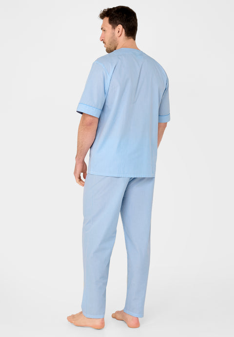 Pijama Hombre Verano Corto/Largo Popelín Rayas - Azul 6912_30 - 98059737 - https://www.elbuhonocturno.com/