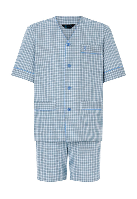Pijama Hombre Corto Judo Popelín Cuadros Verdes