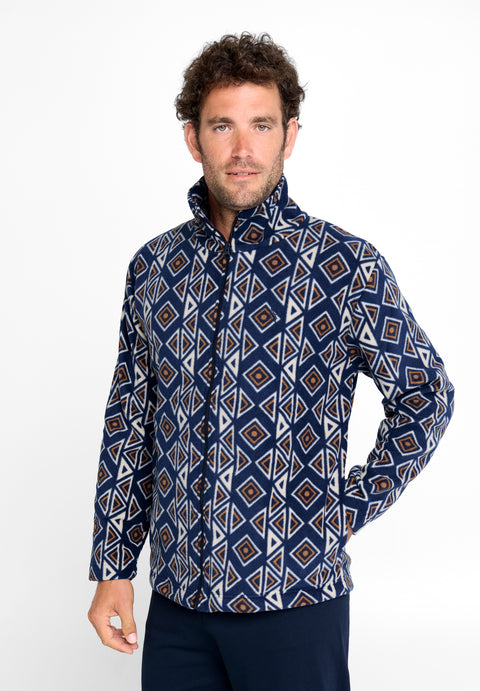 Chaqueta de Pijama Hombre Invierno Premium Forro Polar Estampado - Azul 0501_39 - 61034037 - https://www.elbuhonocturno.com/