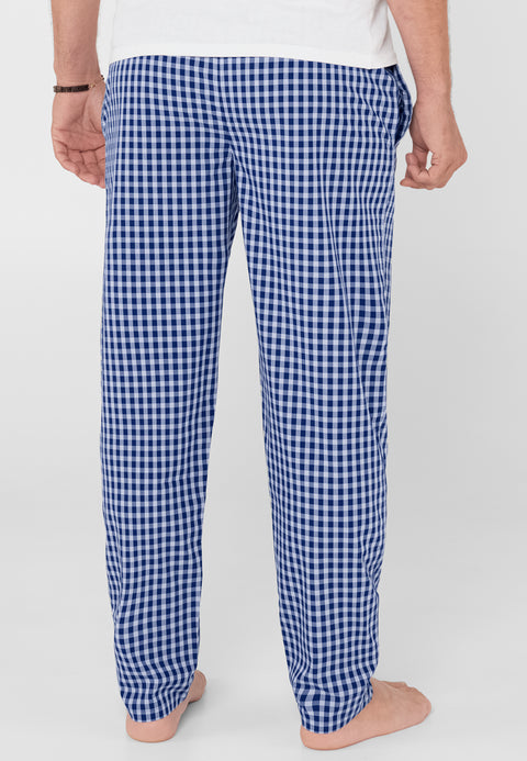 Pantalón Pijama Hombre Largo Popelín Cuadros - Azul 8978_38 - 27340758 - https://www.elbuhonocturno.com/