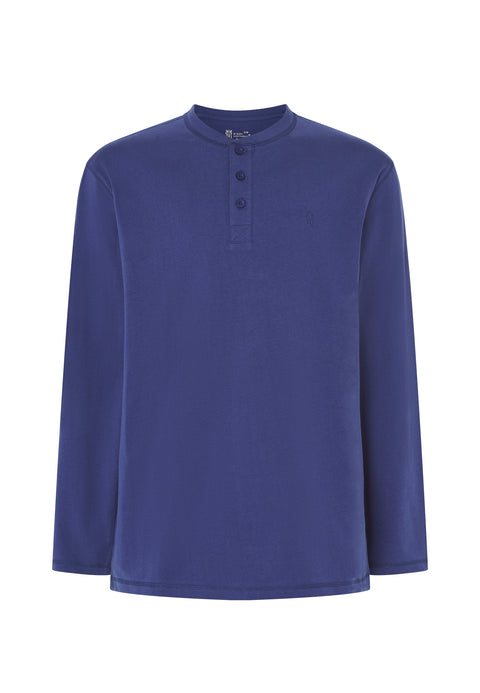 Camiseta Manga Larga Punto Tapeta Lisa Azul Liso
