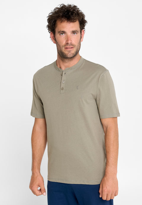 Camiseta Pijama Hombre Manga Corta Tapeta Algodón Lisa - Verde 7607_40 - 44774831 - https://www.elbuhonocturno.com/