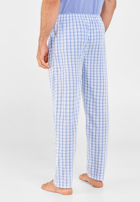 Pantalón Pijama Hombre Largo Popelín Cuadros - Azul 8981_30 - 12984482 - https://www.elbuhonocturno.com/