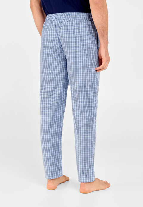 Pantalón Pijama Hombre Largo Popelín Cuadros - Azul 8983_36 - 70131951 - https://www.elbuhonocturno.com/
