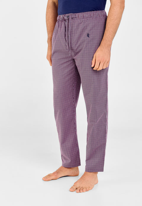 Pantalón Pijama Hombre Largo Algodón Popelín Cuadros - Rojo 8985_90 - 68007785 - https://www.elbuhonocturno.com/