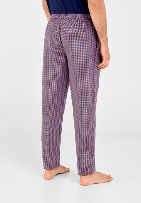 Pantalón Pijama Hombre Largo Algodón Popelín Cuadros - Rojo 8985_90 - 94808386 - https://www.elbuhonocturno.com/