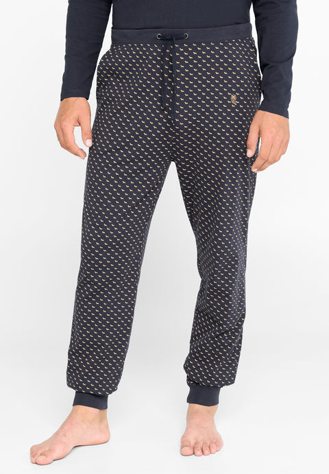 Pantalón Pijama Hombre Largo Algodón Punto Cuadros - Azul 8510_39 - 80077655 - https://www.elbuhonocturno.com/