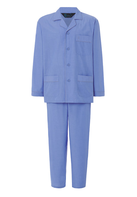 Pijama Hombre Largo Solapa Popelín Fil À Fil - Azul 1515_36 - 38124103 - https://www.elbuhonocturno.com/