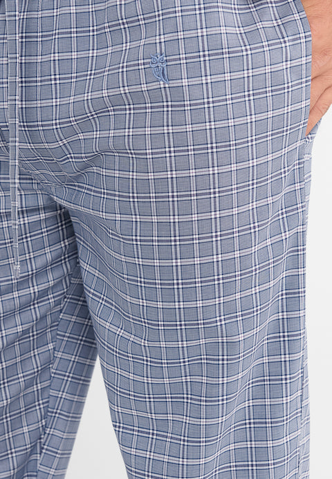 Pantalón Pijama Hombre Largo Algodón Popelín Cuadros - Azul 8976_36 - 46017141 - https://www.elbuhonocturno.com/