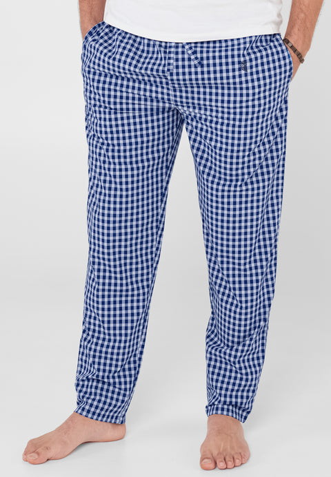 Pantalón Pijama Hombre Largo Popelín Cuadros - Azul 8978_38 - 4741849 - https://www.elbuhonocturno.com/