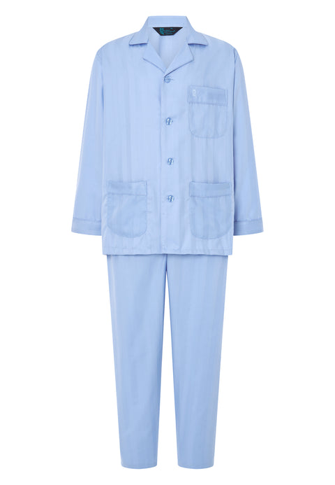 Pijama Hombre Largo Solapa Satén Liso - Azul 1508_30 - 8193678 - https://www.elbuhonocturno.com/