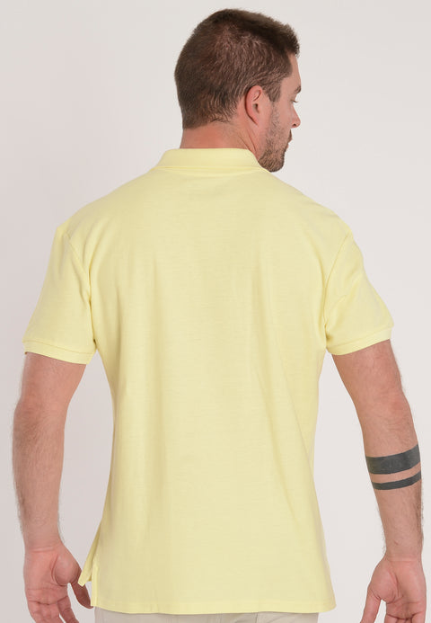 Polo Hombre Manga Corta Verano 100% Algodón Tapeta Pique Liso Amarillo