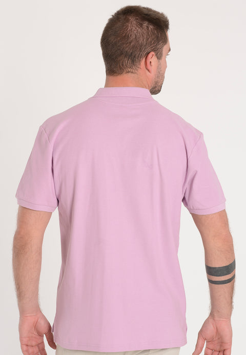 Polo Hombre Manga Corta Verano 100% Algodón Tapeta Pique Liso Violeta