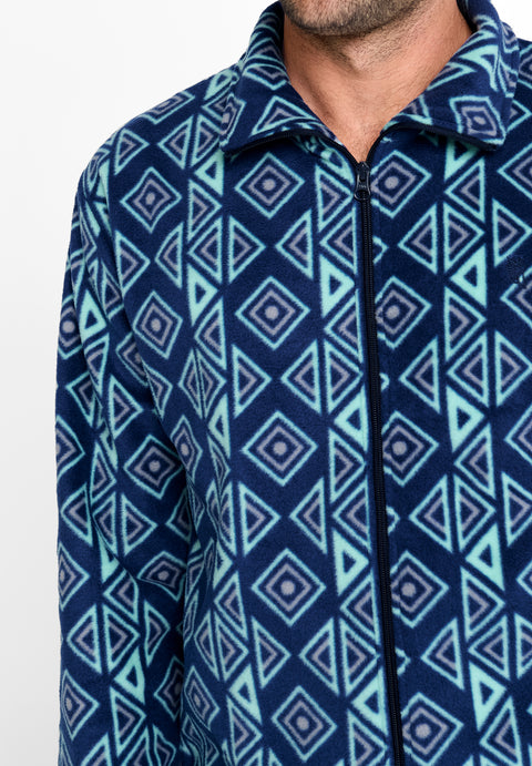 Chaqueta de Pijama Hombre Invierno Premium Forro Polar Estampado - Azul 0500_20 - 37901214 - https://www.elbuhonocturno.com/