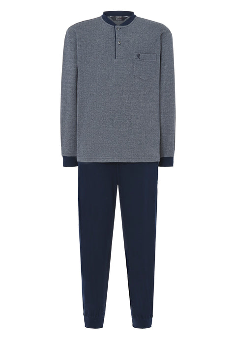 Pijama Hombre Invierno Premium Tapeta Algodón Punto - Azul 55022_22 - 170383 - https://www.elbuhonocturno.com/