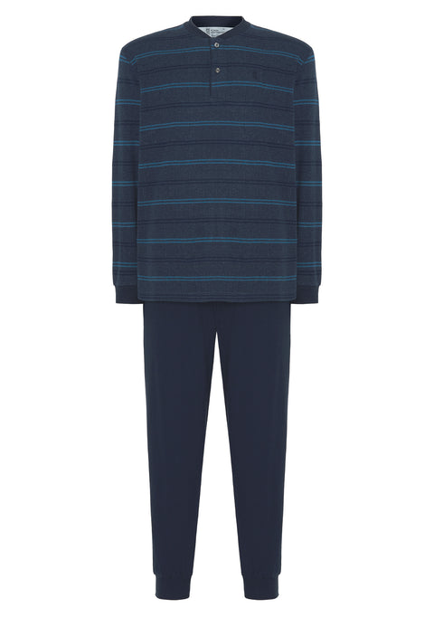 Pijama Hombre Largo Premium Punto Jacquard Hecho En Portugal - El Búho Nocturno