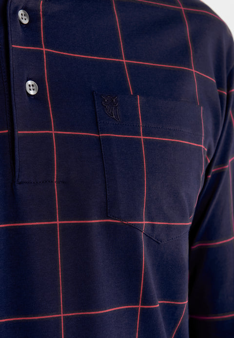 Pijama Hombre Largo Premium Tapeta Punto Estampado Granate Marino