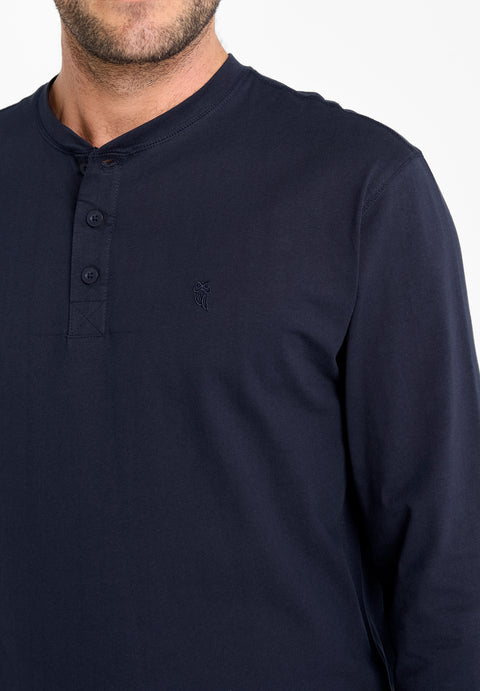 Camiseta Manga Larga Punto Tapeta Lisa Marino Liso