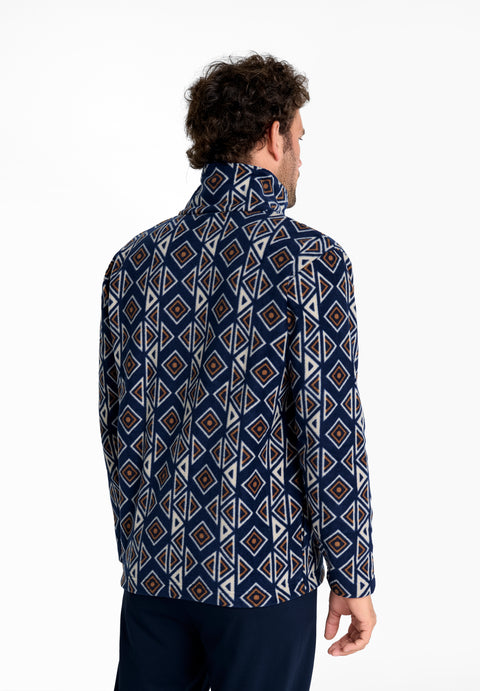 Chaqueta de Pijama Hombre Invierno Premium Forro Polar Estampado - Azul 0501_39 - 40599295 - https://www.elbuhonocturno.com/