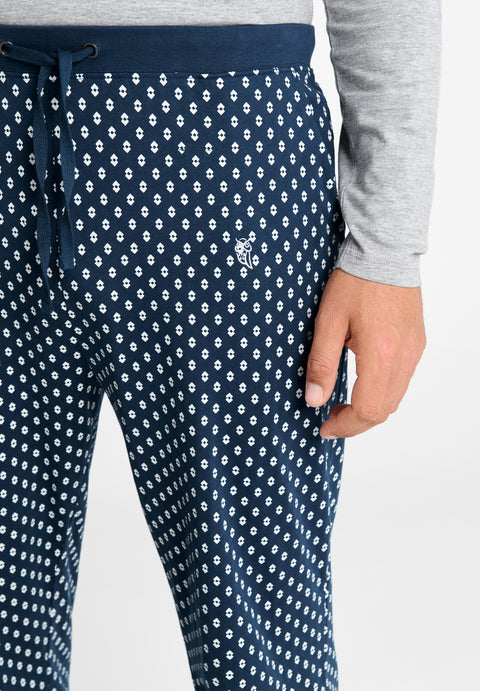 Pantalón Pijama Hombre Largo Algodón Punto Cuadros - Azul 8509_36 - 45068590 - https://www.elbuhonocturno.com/