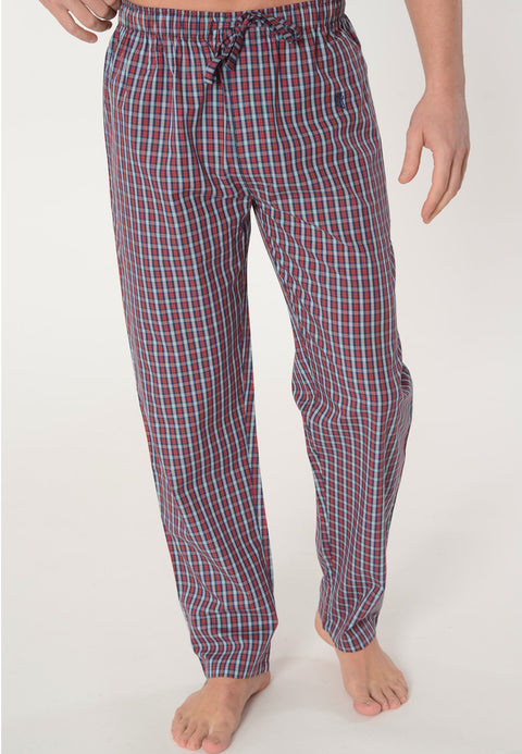 Pantalón Pijama Hombre Largo Algodón Popelín Cuadros - Rojo 8910_94 - 13397642 - https://www.elbuhonocturno.com/