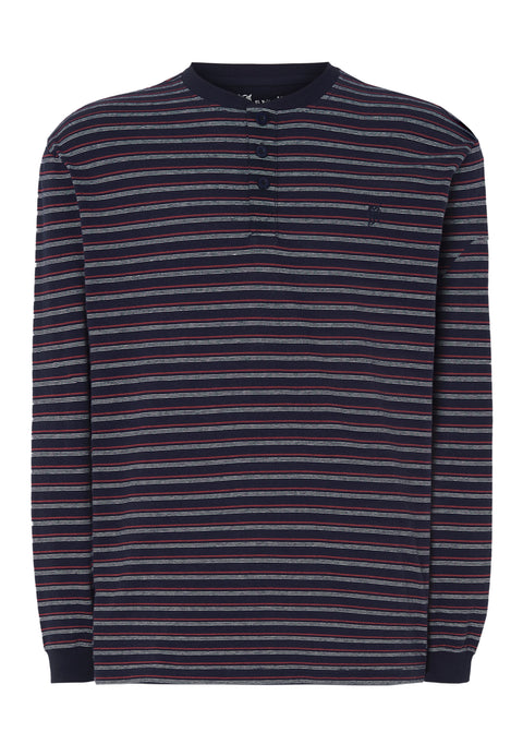 Pijama Hombre Largo Tapeta Punto Rayas Marino Algodón