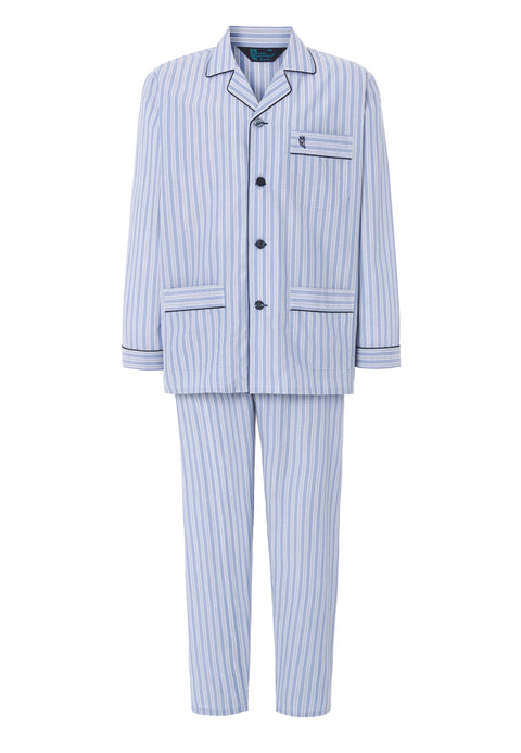 Pijama Hombre Largo Solapa Popelín Rayas - Gris 1527_20 - 69741698 - https://www.elbuhonocturno.com/