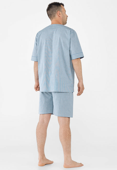 Pijama Hombre Corto Judo Popelín Cuadros Verdes
