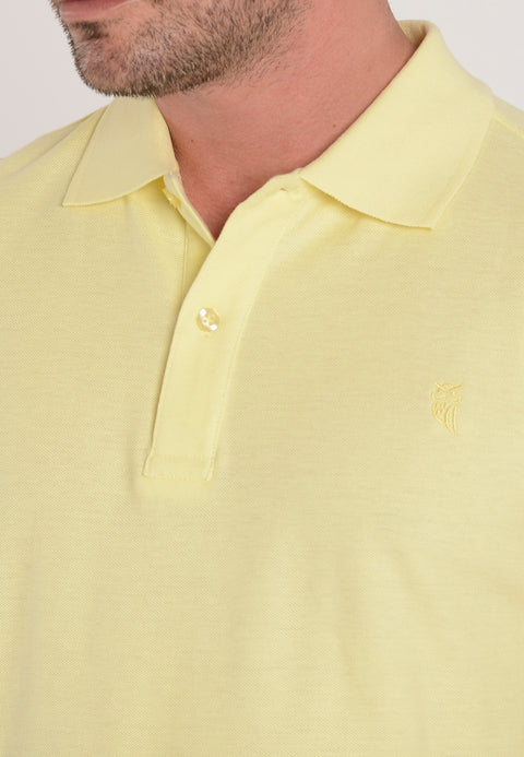 Polo Hombre Manga Corta Verano 100% Algodón Tapeta Pique Liso Amarillo