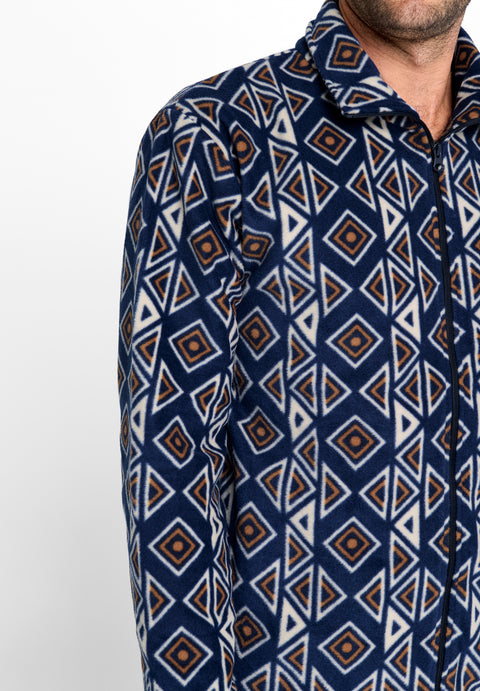 Chaqueta de Pijama Hombre Invierno Premium Forro Polar Estampado - Azul 0501_39 - 29245033 - https://www.elbuhonocturno.com/