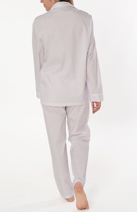 Pijama Mujer Largo Premium Solapa Seda Rayas - Violeta 0901_91 - 75513611 - https://www.elbuhonocturno.com/